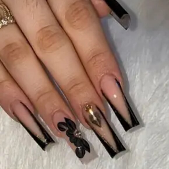 French Tip Artificial Nails Glossy Full Cover Press-on Nails For Women And Girls - Picture 1 of 1